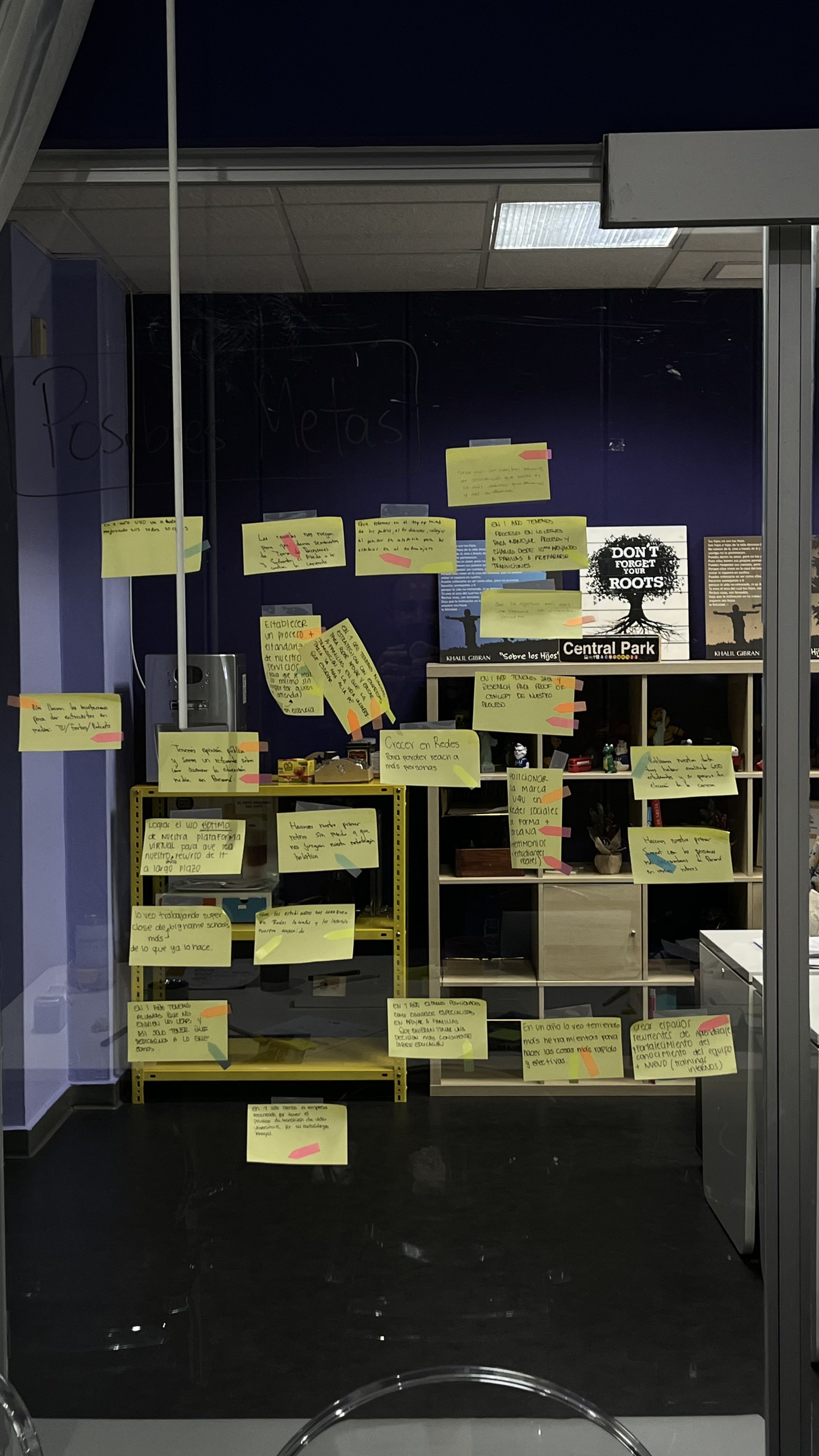 Equipo frente al mapa de post-its